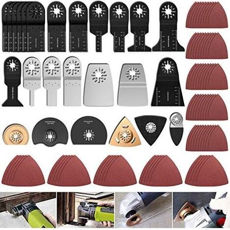 100Pcs outil multifonction lames de scie universelle, Accessoires outils oscillant multifonction, Lame oscillantes pour Bosch Dewalt Makita Couper coins Bois Carrelage Clou (100Pcs) - (1/5)