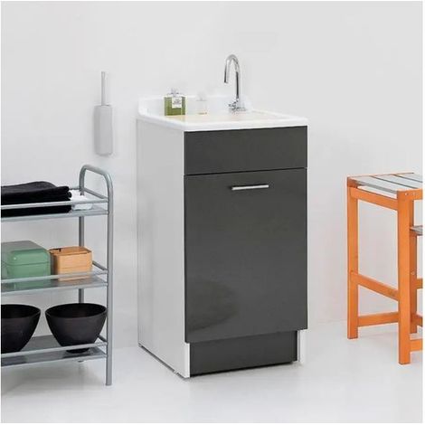 Lavatoio Colavene Swash 1 Anta con Contenitore Vasca e Asse Lavapanni 45x60x86 Antracite - 24070H (1/5)