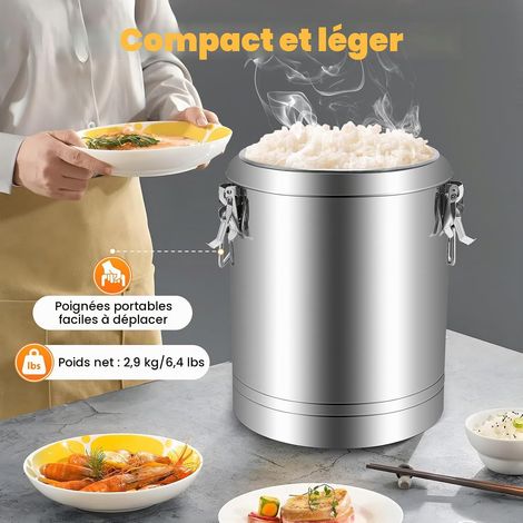Récipient isotherme 14 l pour aliments - Seau isotherme avec couvercle - En acier inoxydable - Pour café, thé ou vin chaud - Garde les aliments au chaud pendant 8 h et au froid pendant (1/5)