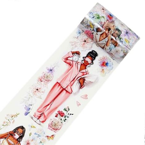 Ruban adhésif large en PET Bloom & Vogue, rouleau unique, motifs originaux, décoration pour demoiselles d'honneur, figurines, adhésif transparent (1/5)