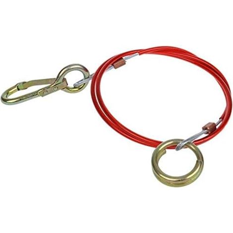 Câble De Sécurité Pour Remorque - 1 Unité - Acier Gainé Rouge - 1,5 Mètre - Avec Crochet Et Œillet - Pour Attelage (1/3)
