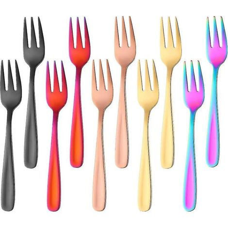 Teegabeln, kleine Dessertgabeln, Kuchengabeln aus schwarzem Edelstahl, 8er-Set, 5 Farben (1/5)