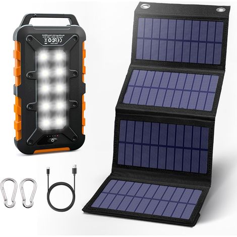 ZOLGINAH Cargador solar de 20000 mAh con panel solar plegable 8 W PD Cargador solar 15 W QC3.0 USB C carga rápida para teléfono computadora camping (1/5)