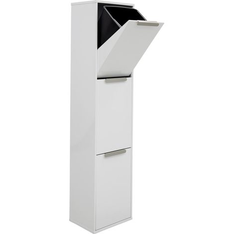 ARREGUI Ecoclas Cubo de basura y reciclaje de acero, mueble de reciclaje, blanco, 3 cubos: 3 x 17 L (51 L) CR301-E (1/6)