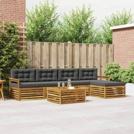 vidaXL Outdoor-Sofagarnitur mit Kissen 6 pcs Natur und Anthrazit (1/5)