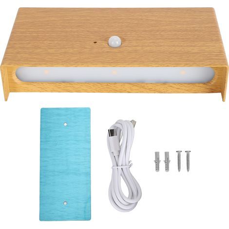 Apliques murales LED modernos con captador de movimiento, luz magnética recargable de alto nivel, lámpara sin hilo con interruptor para corredor, escalera, salón, color madera natural (1/5)