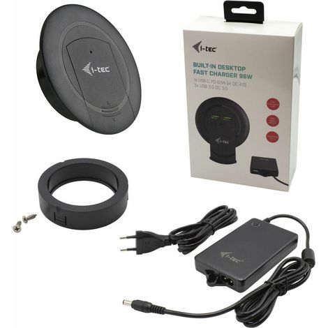 i-tec Cargador Rápido de Escritorio Empotrable USB-C PD 3.0 Negro (1/5)