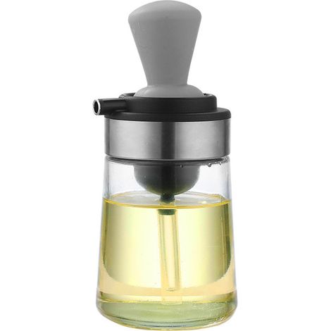 Distributeur d'huile en silicone avec compte-gouttes, flacon distributeur d'huile d'olive en verre, pinceau en silicone 2 en 1 (1/5)