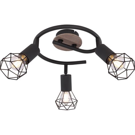 Spots de plafond en grappe noir marron 3x E14
