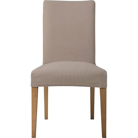 Stuhlhussen 4 Stück, bi-elastisch, Jacquard, Sandfarbe, für Küche & Bankett (1/5)