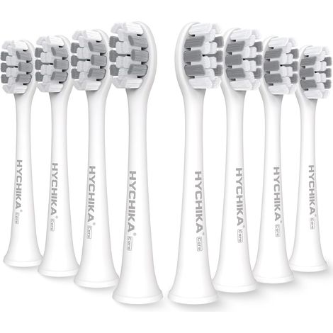 Têtes de brosse à dents pour brosse à dents électrique HYCHIKA P2, 8 têtes de professionnelles pour une élimination plus profonde de la plaque dentaire,Blanche (1/5)