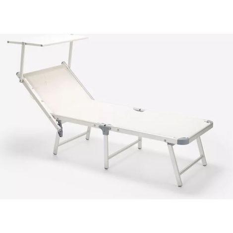 HU-096 Lettino prendisole mare pieghevole in tubo di alluminio 180X60XH40 cm BIANCO