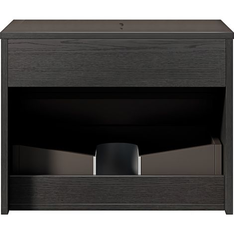 60 cm MINA meuble de salle de bain monté au mur, armoire en contreplaqué avec tiroir, sans évacuation ni robinet, couleur noire (1/4)