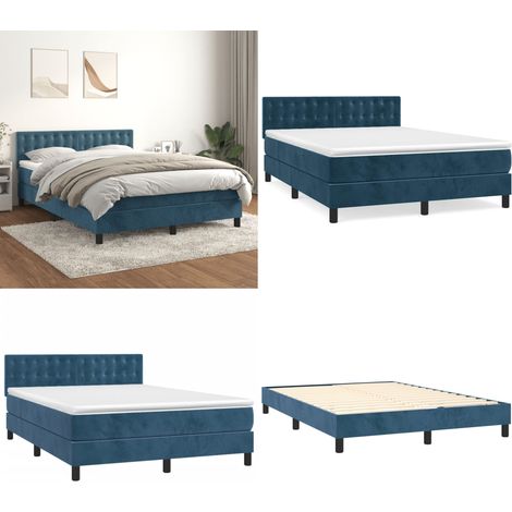 Boxspringbett mit Matratze Dunkelblau 140x200 cm Samt - Samtbett - Boxspringbett - Doppelbett - Bettauflage - Matratze - Home & Living (1/5)