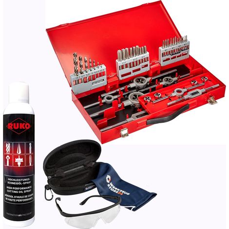 RUKO  juego  de  herramientas  para  roscar  HSS  245030  incl.  spray  y  gafas  de  protección  -  WZS245030