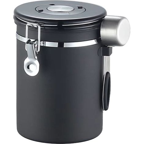 Boîte à café pour café moulu, récipient pour grains de café, boîte de conservation hermétique avec dosette, noire, 1800 ml (1/5)