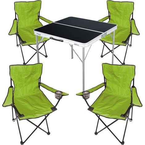 5-teiliges Campingmöbel Set schwarz - lime-MMC330883B+4xMPO2470 (1/5)