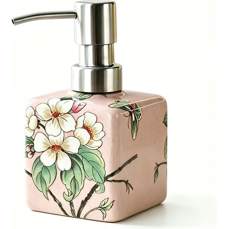 Dispenser Cerámico - 200 Ml - Para Jabón De Manos Champú Gel De Ducha Loción - Baño Hotel Spa - Rosa En Polvo (1/5)