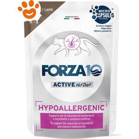 Forza10 Cat Active Hypoallergenic Agnello in Patè - Bustina 80 Gr - Cibo Umido Gatti