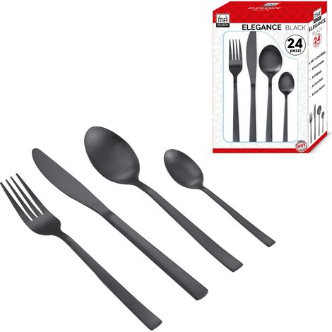MAURY'S ELEGANCE SET DI 24 POSATE DA TAVOLA COLORE NERO (1/2)