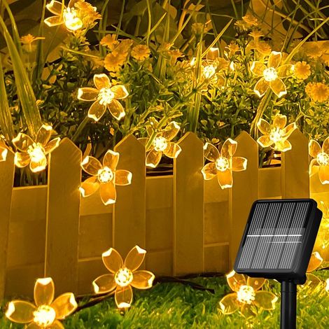 Guirlande lumineuse solaire en forme de fleur TG81586, 30 LED, 6,5 m, 8 modes d'éclairage, blanc chaud (1/5)