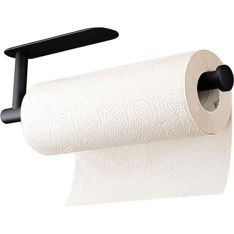 Noir-Porte Sopalin, XU, Support Essuie Mural ou Auto-Adhésif,Porte Rouleau Papier Cuisine Acier Inoxydable. Porte de l'armoire, Sopalin Perçage, Blanc KZQ - KZQ (1/4)