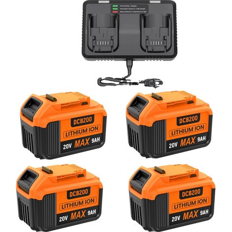 Akku für Elektrowerkzeuge, hohe Kapazität 9000mAh, Dual-Voltage-Kompatibilität, 4BAT 6aLadegerät (1/2)