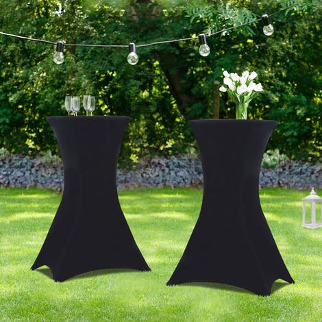 Lote de 2 mesas altas plegables de 105 cm y 2 fundas negras