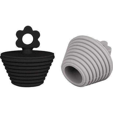 Bouchons Baignoire, 2 Pcs Universel Silicone Bouchon Vidange pour Les Drains de Lavabo de Cuisine Et de Salle de Bain, Noir Et Gris