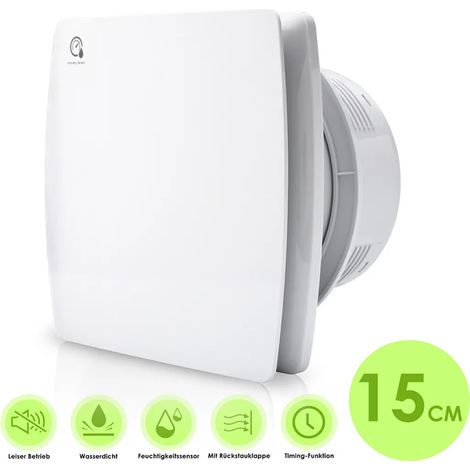 Ventilateur de salle de bain SWEANEW 150 mm avec minuterie, capteur d'humidité CE et déflecteur anti-retour (1/5)