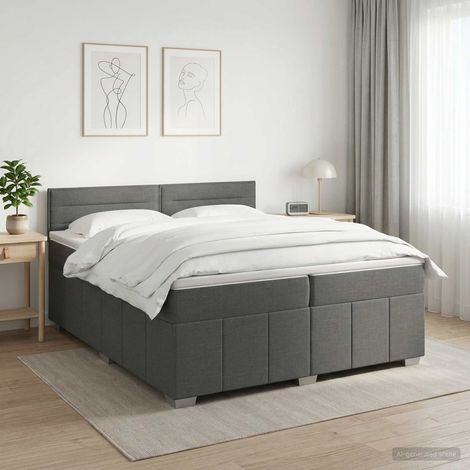 Cama box spring con colchón Gris oscuro 200 x 200 cm Tela (1/5)