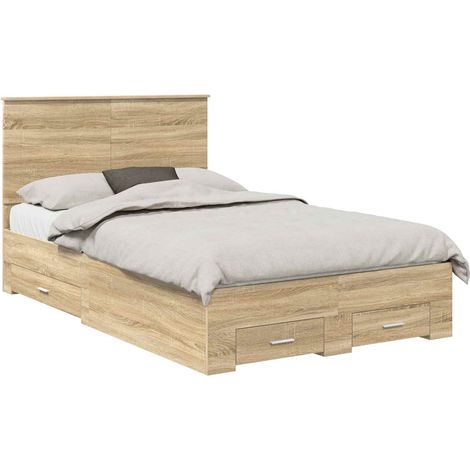 Estructura de cama con cabecera Roble Sonoma 135 x 190 cm vidaXL (1/5)