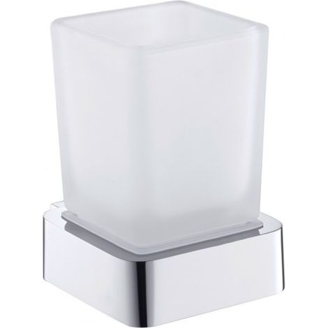 Porte-verre SOLO en laiton chromé et verre 7,5 x10,1 x9,1 cm (1/2)