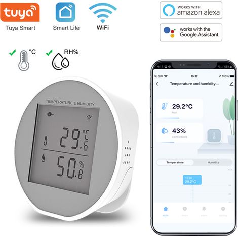 Intelligenter Temperatur- und Feuchtigkeitsmonitor, WLAN, drahtloser Sensor, Benachrichtigung mit der TUYA-App. (1/5)