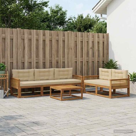 vidaXL Outdoor-Sofagarnitur 6 pcs Natur und Beige (1/5)