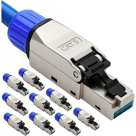 CAT 8 RJ45 Plug - Network Plug for Ethernet, Laying Cable and Network Cable Gigabit, STP Shielded, 40Gbps (1/5)
