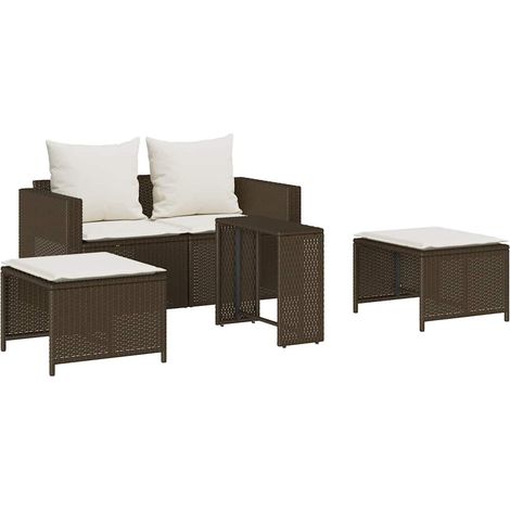 Maison Exclusive - 5-tlg. Garten-Sofagarnitur Kissen Stapelbar Br