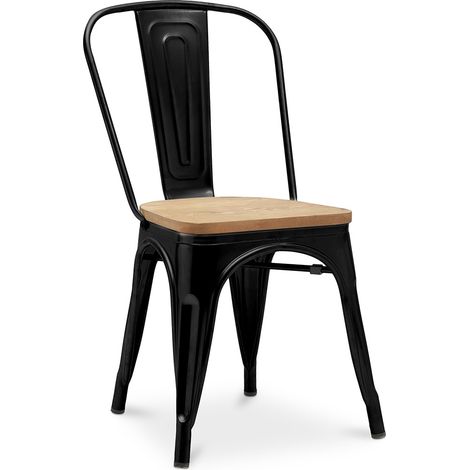 Dining Chair - Industrial Design - Steel and Wood - New Edition - Stylix Black