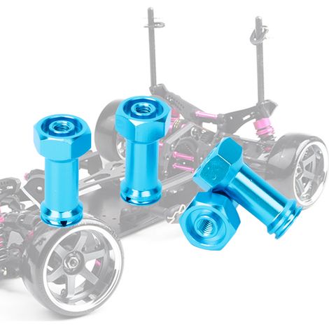 Adaptateur d'extension de moyeu hexagonal de roue en métal pour voiture RC (bleu clair) (1/4)
