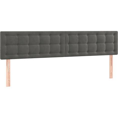 Testiera letto accessorio camera da letto mobili LED 200 x 5 x 78/88 cm tessuto in velluto grigio scuro TDL0201071