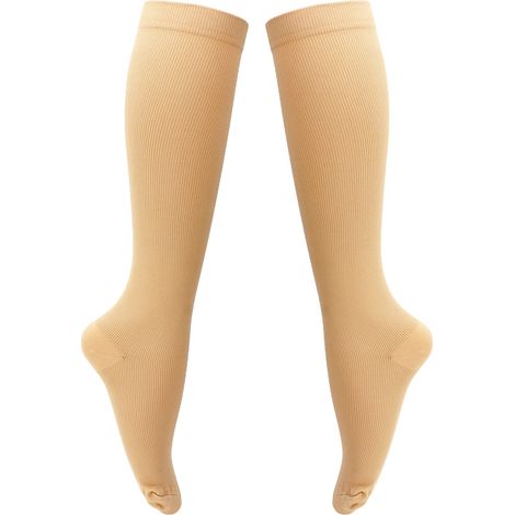 1 paire de bas de contention à fermeture éclair, 15-20 mmHg, bout fermé, couleur chair, taille S/M. (1/5)