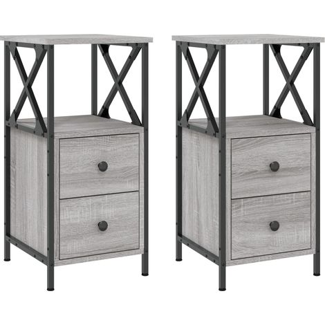 Maison Exclusive - Comodini 2 pz Grigio Sonoma 34x35,5x70 cm in Legno Multistrato