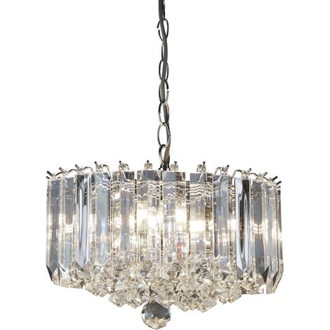 Searchlight Sigma - Sospensione a soffitto a 4 luci cromata con cristalli, attacco E14 (1/5)