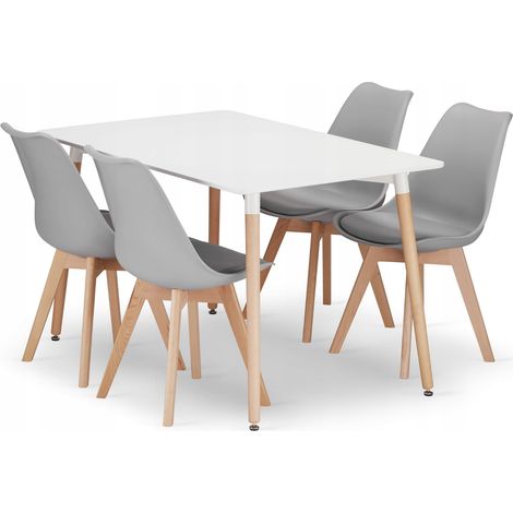 Insieme Valora Yuro 120x80 bianco + 4 sedie grigie (1/5)