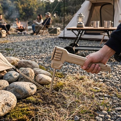 Maillet de tente, maillet de camping en acier au carbone avec arrache-clou et ouvre-bouteille, couleur kaki. (1/5)