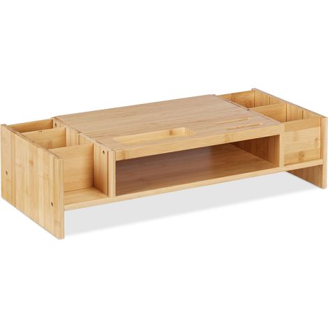 Supporto per monitor ergonomico modulare scrivania porta accessori 70 x 25 x 10 cm in bambù naturale 130011239