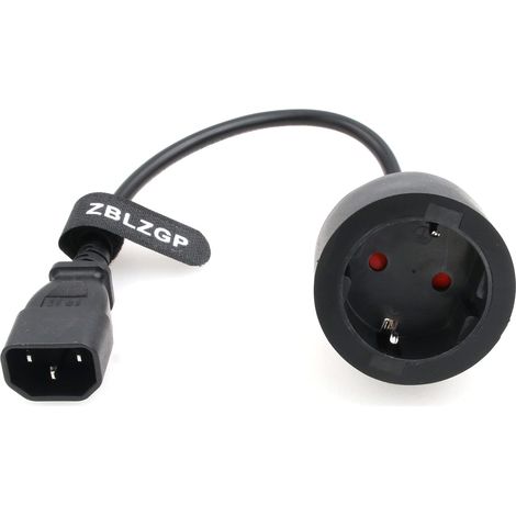 Câble Adaptateur IEC 320 C14 mâle vers Prise européenne Schuko Femelle pour Cordon d'alimentation UPS PDU (1/5)