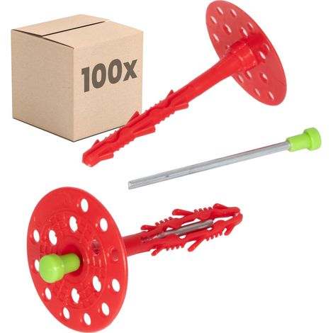Protektor Chevilles pour isolation Stabil - 100 pièces Ø8x100mm avec clou plastique pour ITE