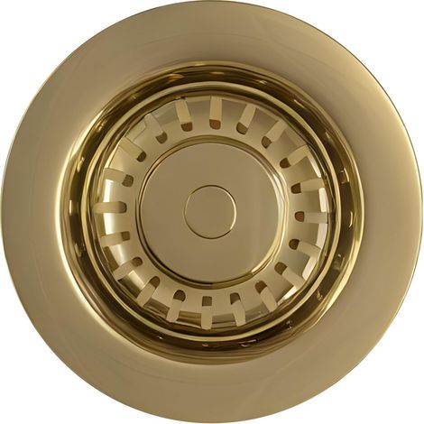 Round Kitchen Sink Strainer Waste without Overflow, Top Fix Installation, 98 x 114 x 214mm, Brushed Brass
