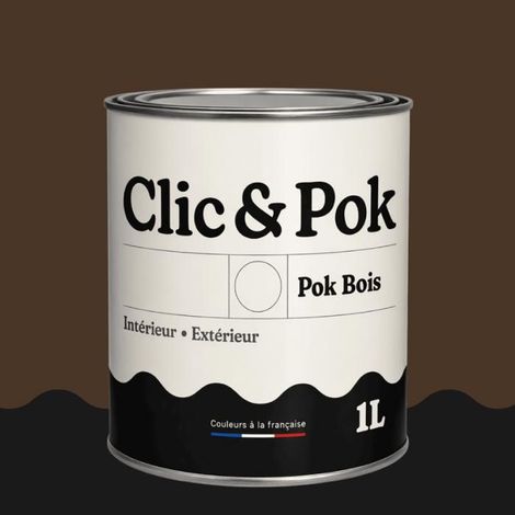 Peinture Bois Extérieur – POK BOIS - 1L - RAL 8014 - Brun sépia- Résistante aux intempéries - Ne s'écaille pas